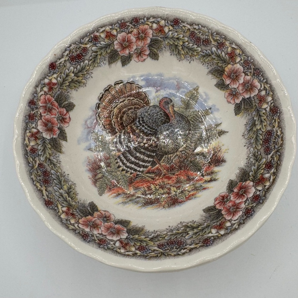 Queens Thanksgiving Turkey Cereal Bowls Set of 2 Myott Factory Archive 6.25in